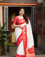 Staring Off White Soft Silk Saree With Prodigal Blouse Piece