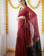 Charming Red Cotton Silk Saree With Delectable Blouse Piece