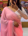 Hypnotic Pink Georgette Saree With Capricious Embroidery Blouse
