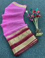Panoply Pink Organza Saree With Admirable Blouse Piece