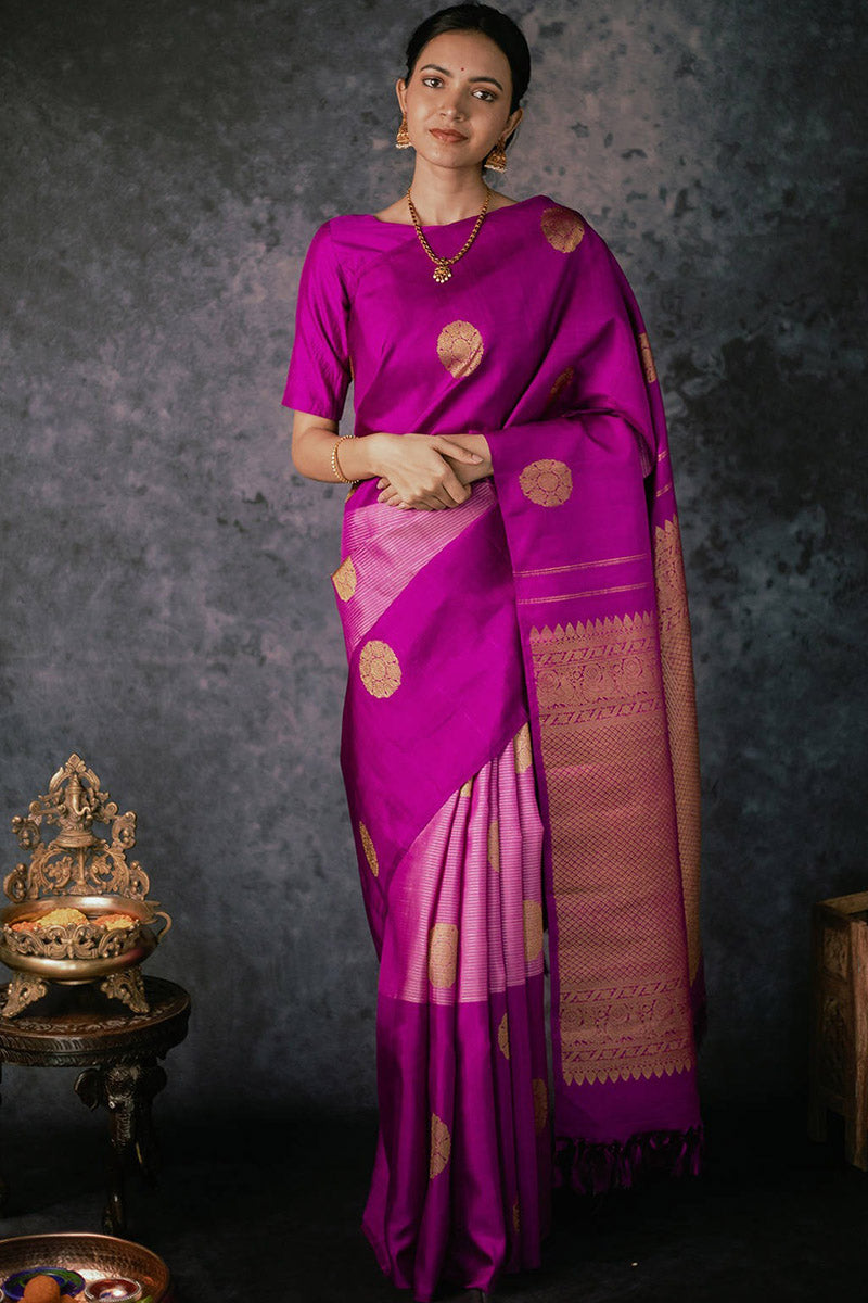 Luxuriant Pink Soft Silk Saree With Mellifluous Blouse Piece