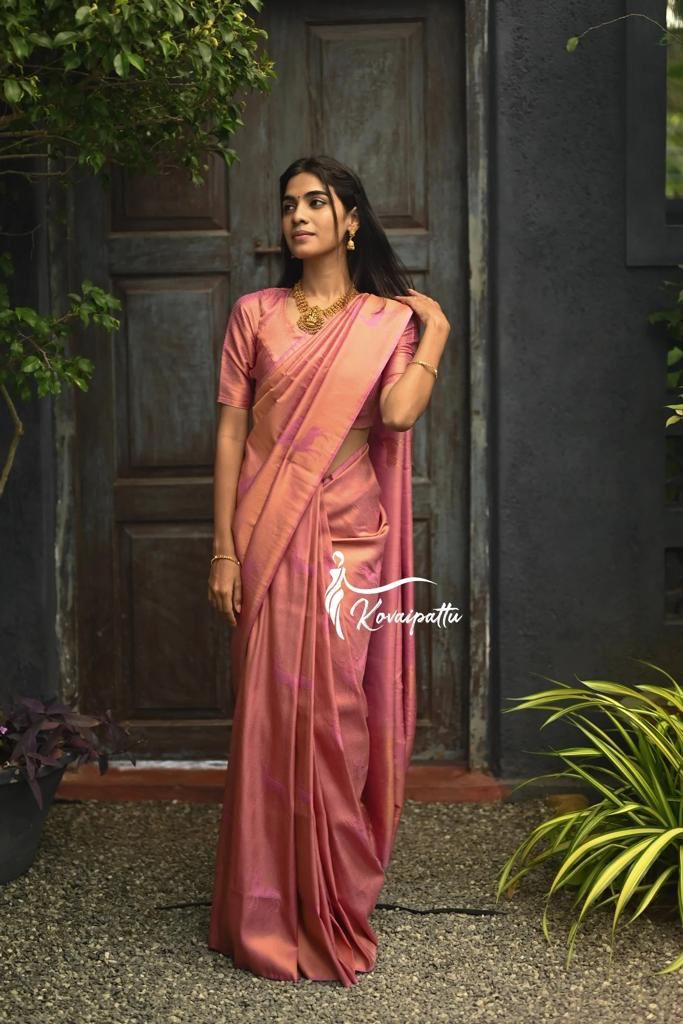 Glowing Baby Pink Color Soft Silk Saree With Blouse Piece