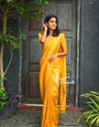 Glowing Yellow Color Soft Silk Saree With Blouse Piece