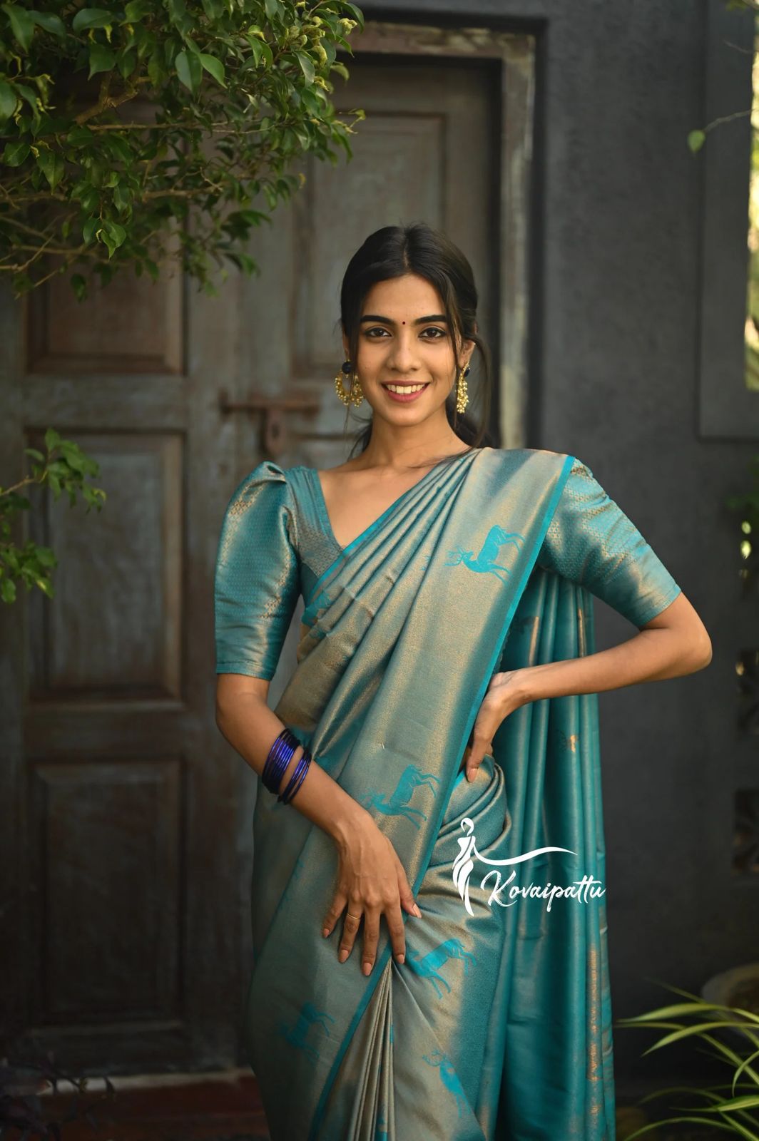 Glowing Rama Color Soft Silk Saree With Blouse Piece