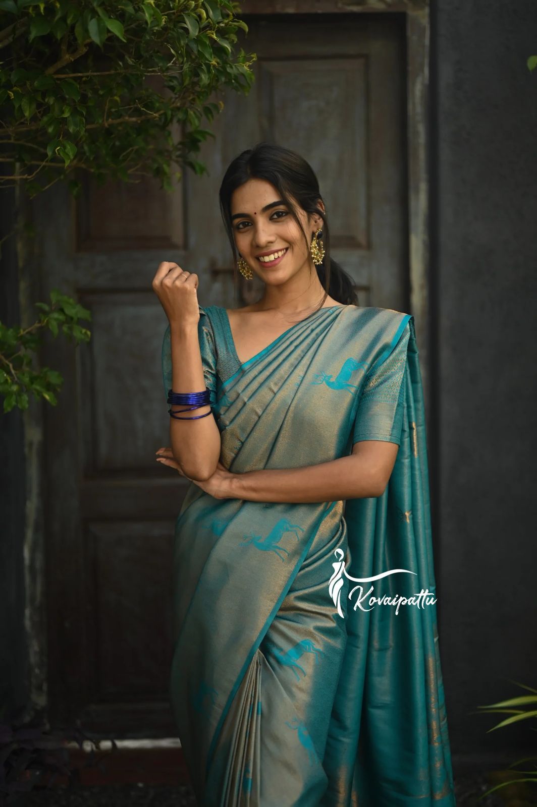 Glowing Rama Color Soft Silk Saree With Blouse Piece