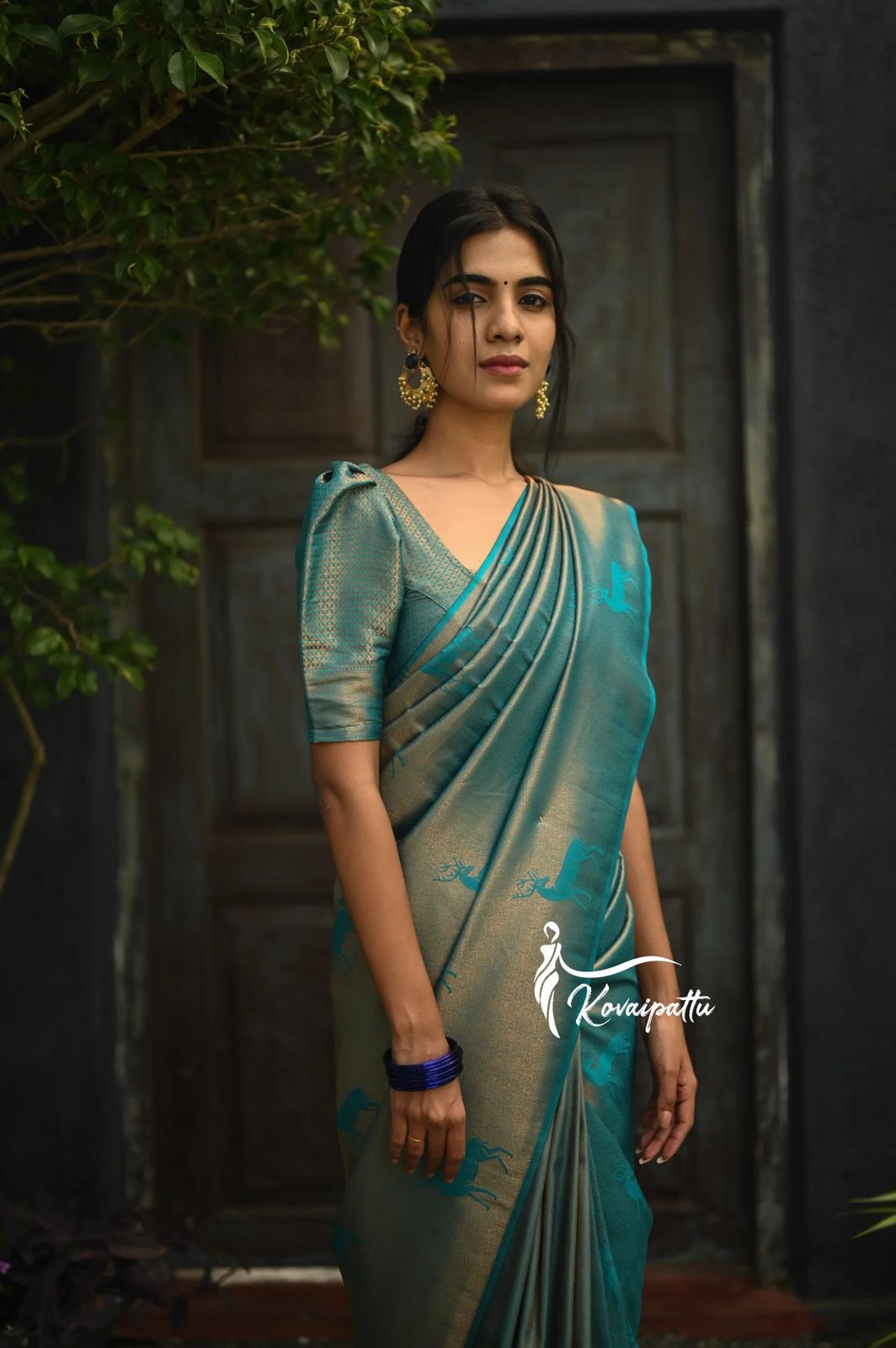 Glowing Rama Color Soft Silk Saree With Blouse Piece