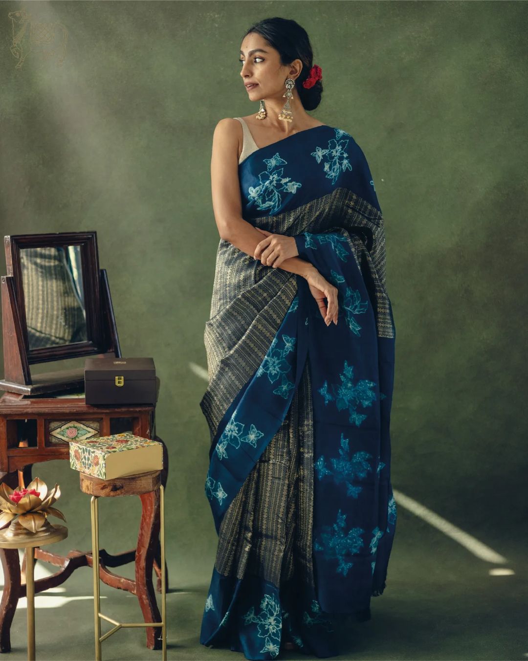 Outstanding Blue Soft Banarasi Silk Saree With Impressive Blouse Piece