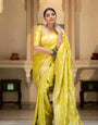 Exuberant Yellow Soft Silk Saree With Prettiest Blouse Piece