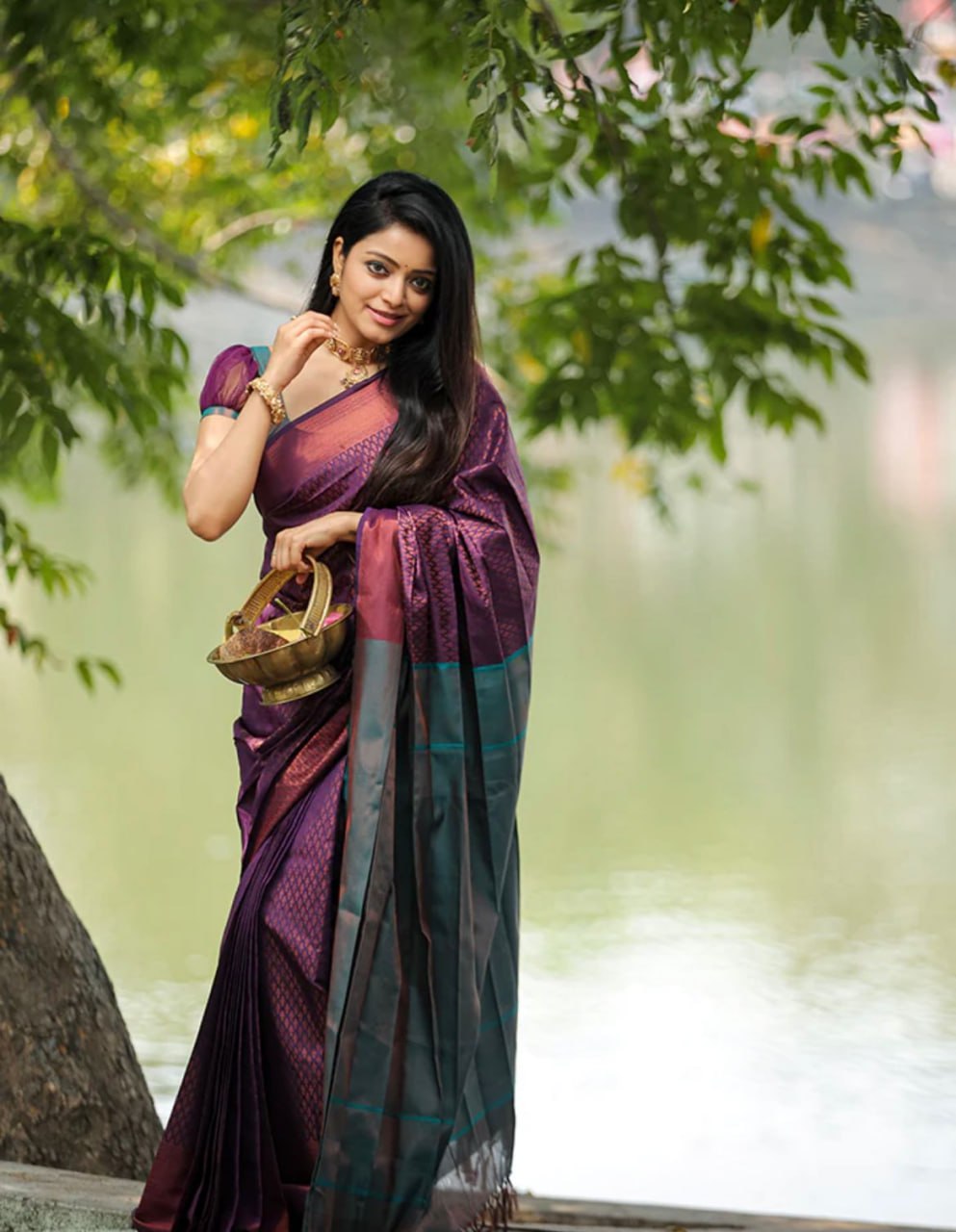 Fairytale Purple Soft Silk Saree With Girlish Blouse Piece