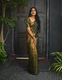 Traditional Green Soft Silk Saree With Mesmerising Blouse Piece