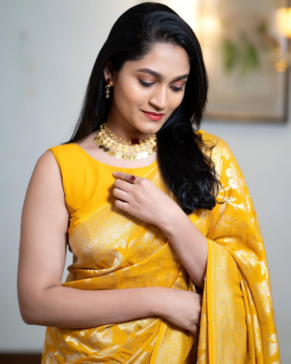 Elegant Yellow Color Soft Banarasi Silk Saree With Blouse Piece
