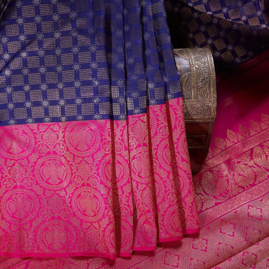 Murmurous Blue Color Soft Banarasi Silk Saree With Blouse Piece
