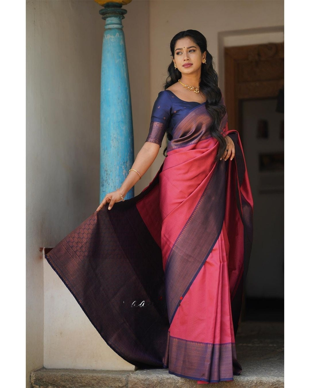 Dalliance Dark Pink Color Soft Silk Saree With Blouse Piece