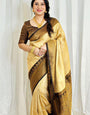 Denouement Beige Soft Banarasi Silk Saree With Blouse Piece