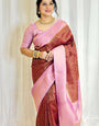 Elegant Maroon Soft Banarasi Silk Saree With Blouse Piece