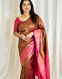 Fairytale Brown Soft Banarasi Silk Saree With Blouse Piece