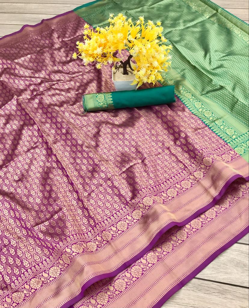 Deserving Pink Color Soft Banarasi Silk Saree With Blouse Piece