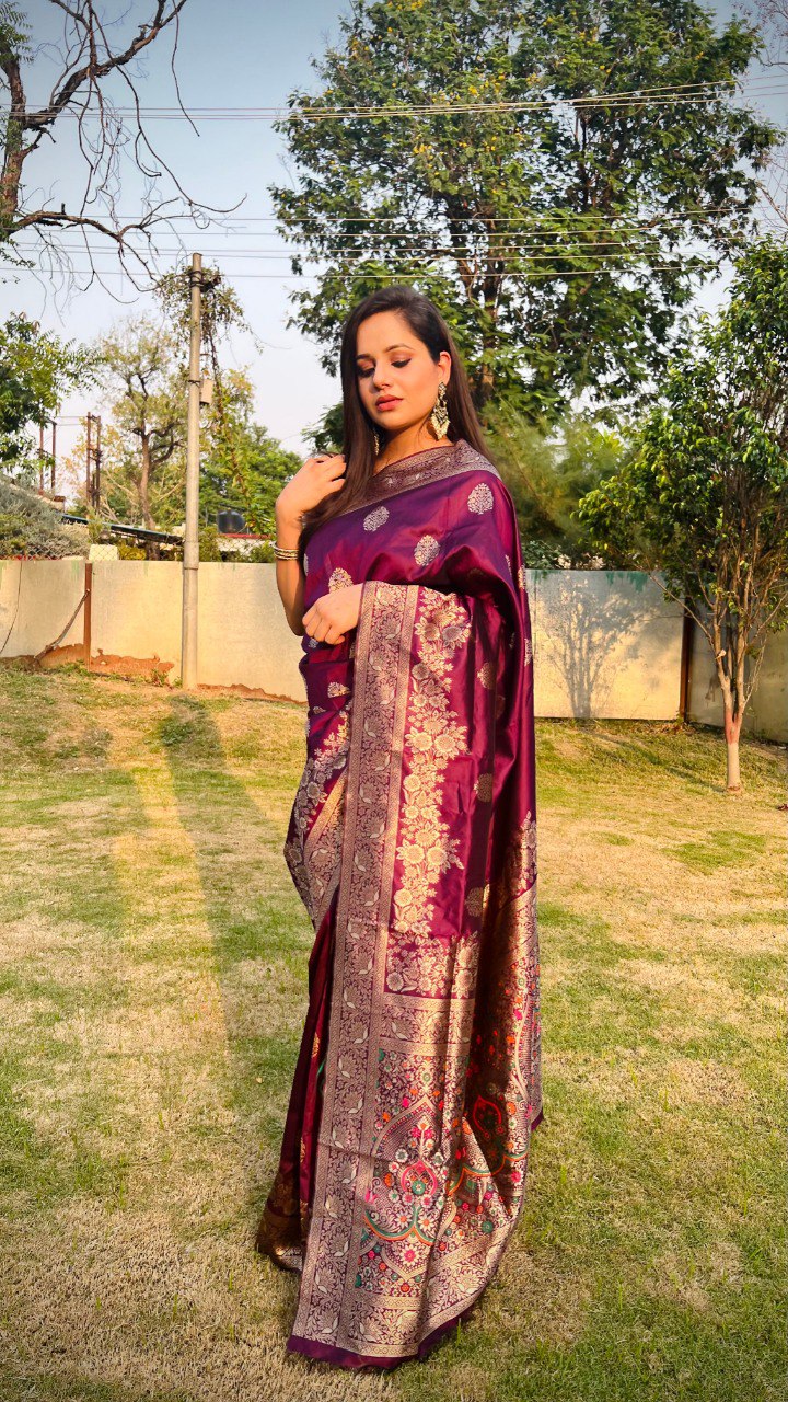 Surpassing Wine Color Soft Silk Saree With Blouse Piece