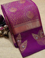 Luxuriant Purple Soft Silk Saree With Alluring Blouse Piece