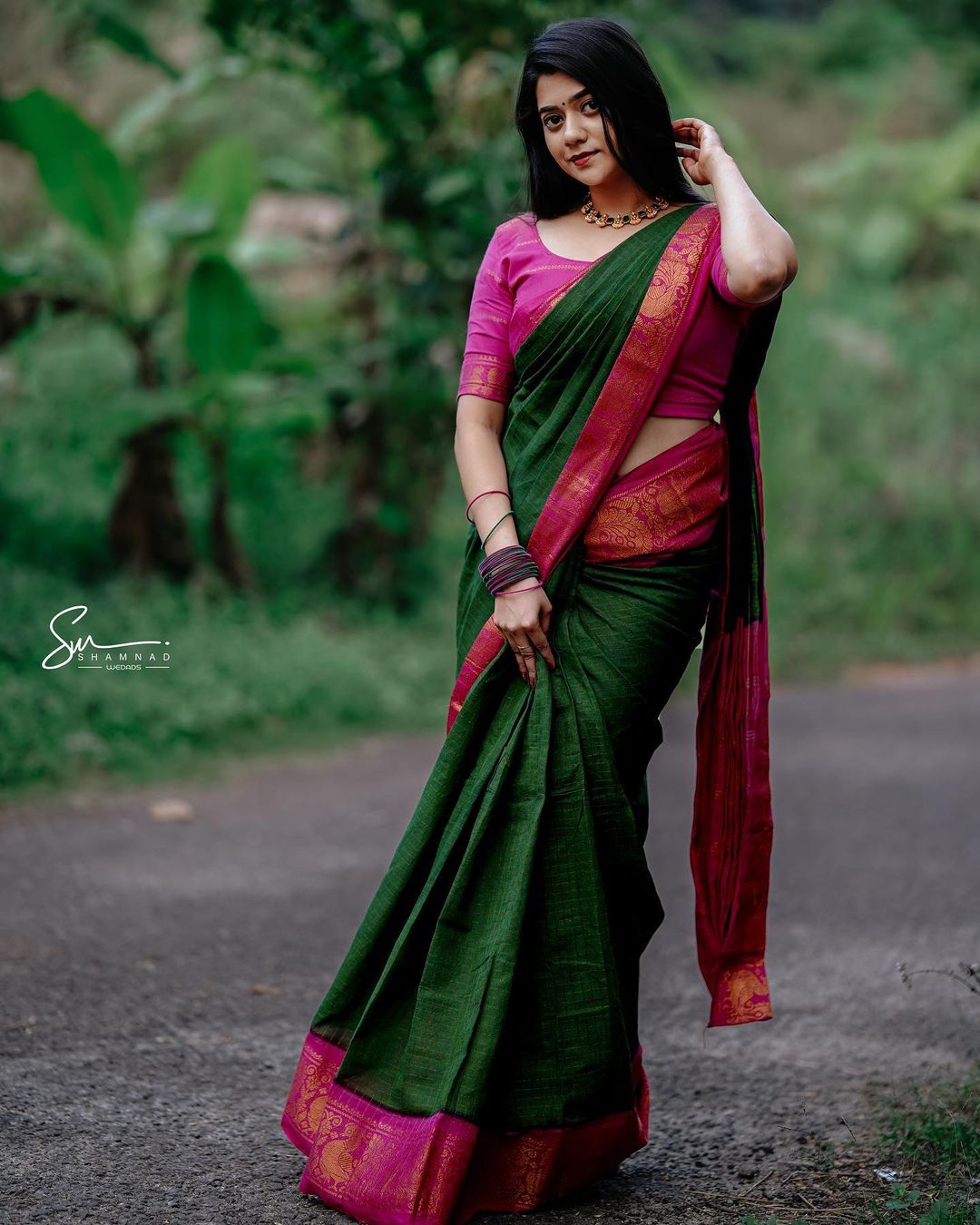 Pretty Green Color Soft Silk Saree With Blouse Piece