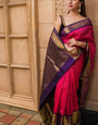 Efflorescence Dark Pink Soft Banarasi Silk Saree With Ideal Blouse Piece