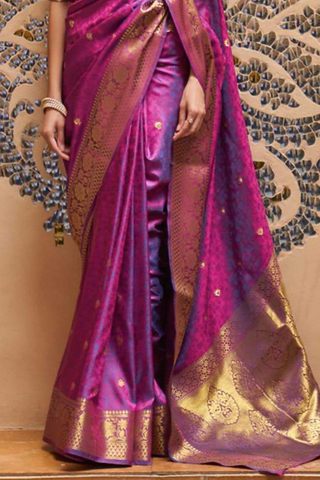 Lissome Purple Color Kanjivaram Silk Saree with Pleasant Blouse Piece