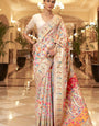 Nemesis Beige Color Pashmina Saree With Smashing Blouse Piece