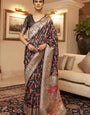 Unique Black Color Pashmina Saree With Incredible Blouse Piece