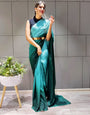Ready To Wear Beautiful Pading Bottle Green 3D Shaded Colours Premium Chinon Silk Saree