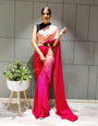 Ready To Wear Beautiful Pading Pink 3D Shaded Colours Premium Chinon Silk Saree