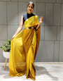 Ready To Wear Beautiful Pading Yellow 3D Shaded Colours Premium Chinon Silk Saree