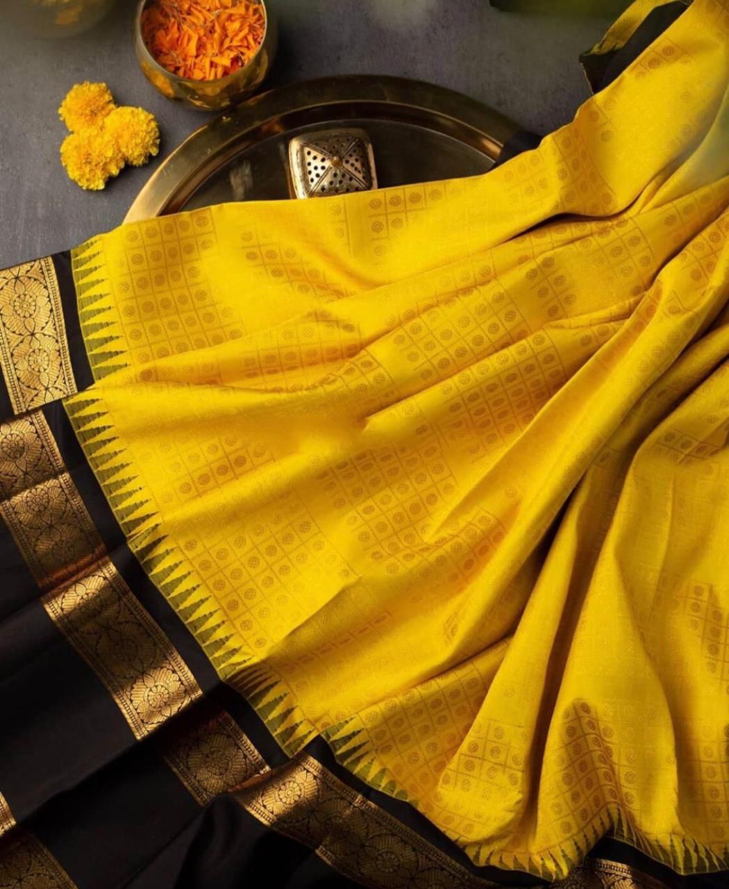 Murmurous Yellow Color Soft Silk Saree With Blouse Piece