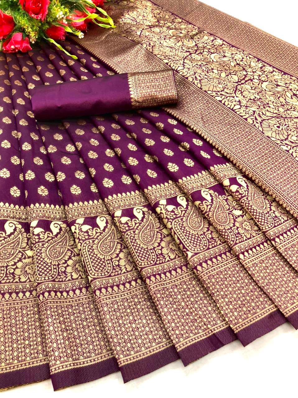 Charming Purple Soft Silk Saree With Lissome Blouse Piece