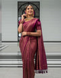 Dalliance Maroon Soft Silk Saree With Designer Blouse Piece