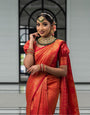 Delightful Red Silk Saree With Effervescent Blouse Piece