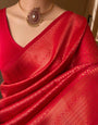 Glittering Red Soft Silk Saree With Intricate Blouse Piece