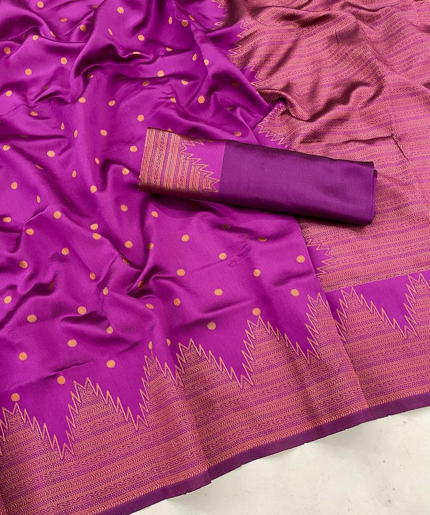 Stylish Purple Color Soft Silk Saree With Blouse Piece