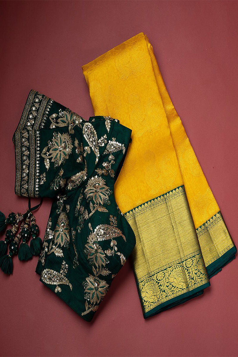 Mellifluous Yellow Color Soft Silk Saree With Blouse Piece