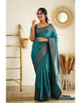 Dalliance Rama Color Soft Silk Saree With Ravishing Blouse Piece