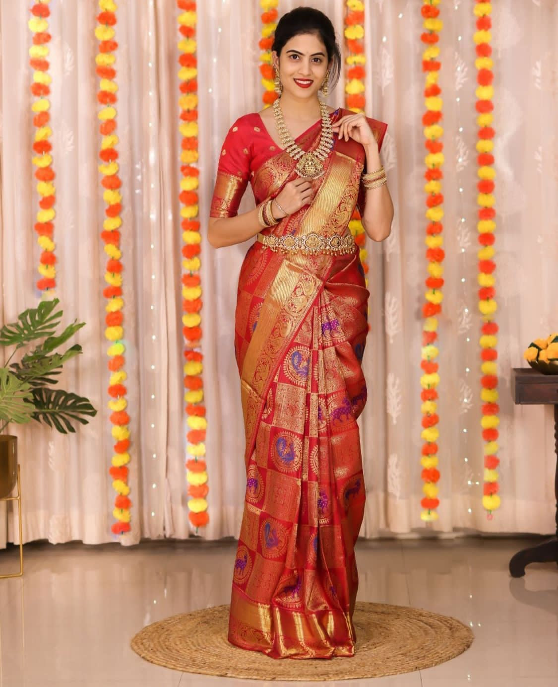 Wonderful Red Color Banarasi Soft Silk Saree With Blouse Piece