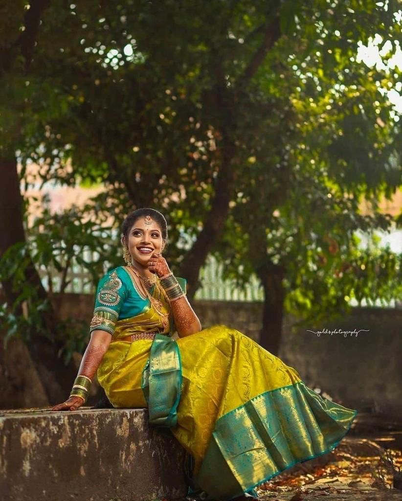 Symmetrical Yellow Color Soft Banarasi Silk Saree With Blouse Piece
