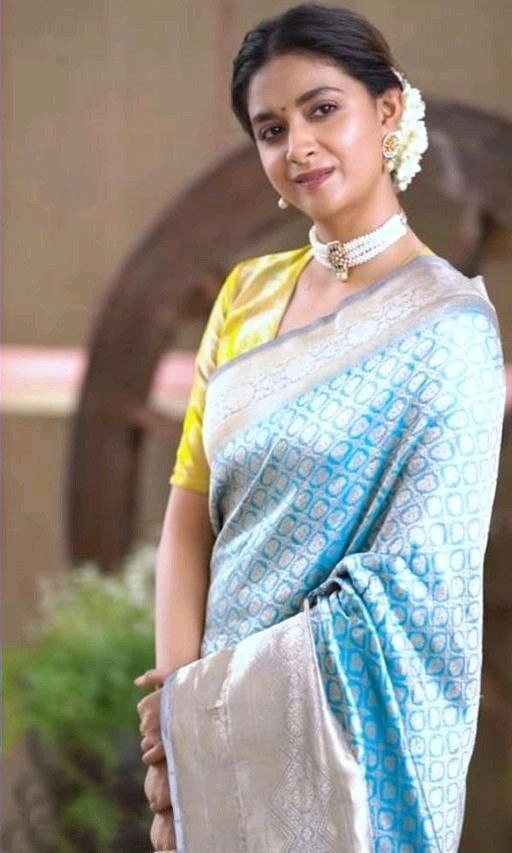 Splendiferous Sky Blue Soft Banarasi Silk Saree With Prominent Blouse Piece